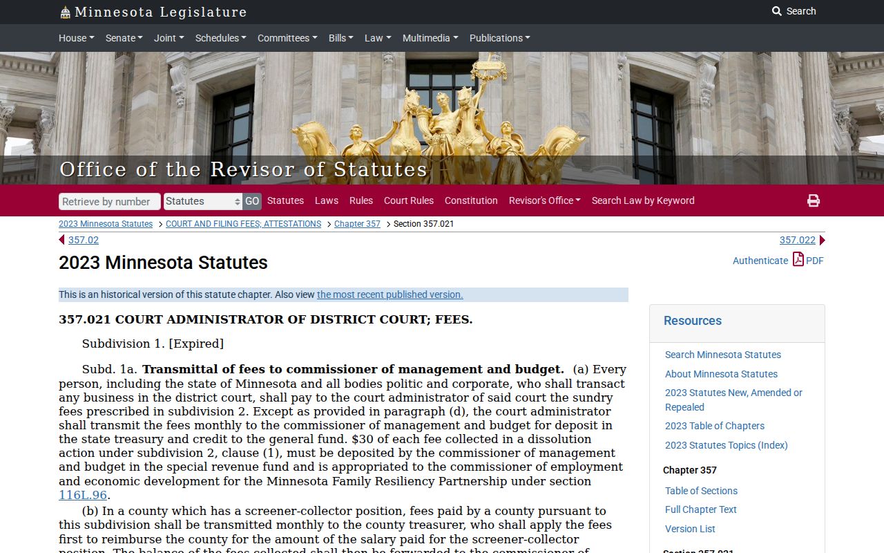 Murray County civil docket court fee statute source