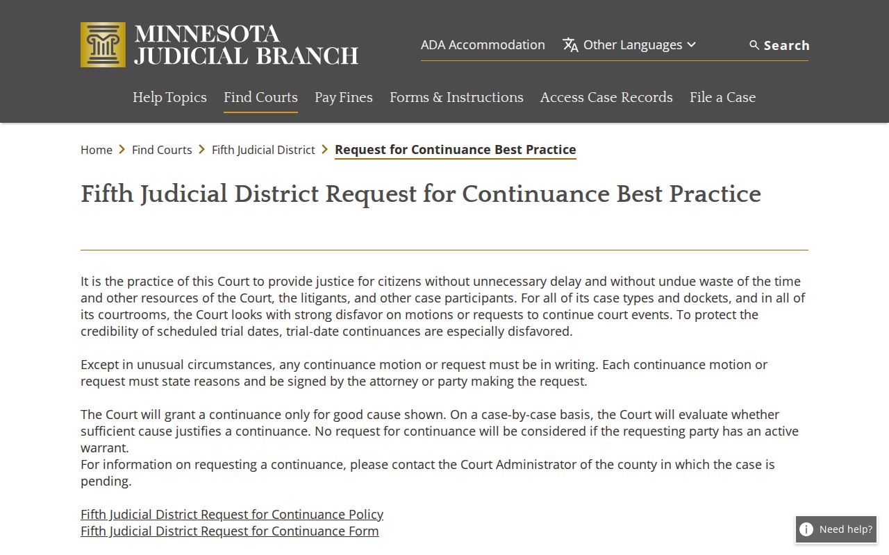 Murray County court calendar continuance practice source