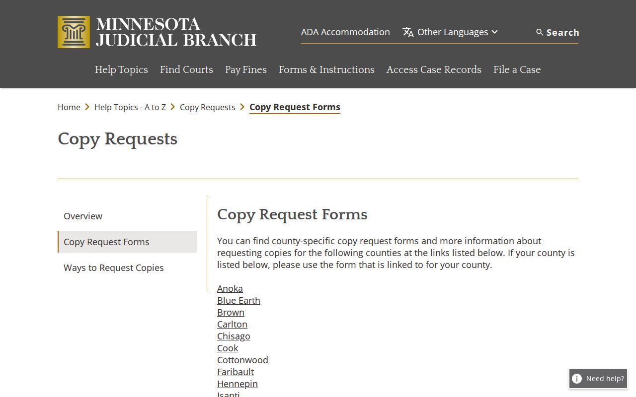 Murray County court records statewide copy request form